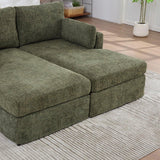 Modern Green Chenille Modular Sofa Bed With Metal Legs - Omega Lifestyles