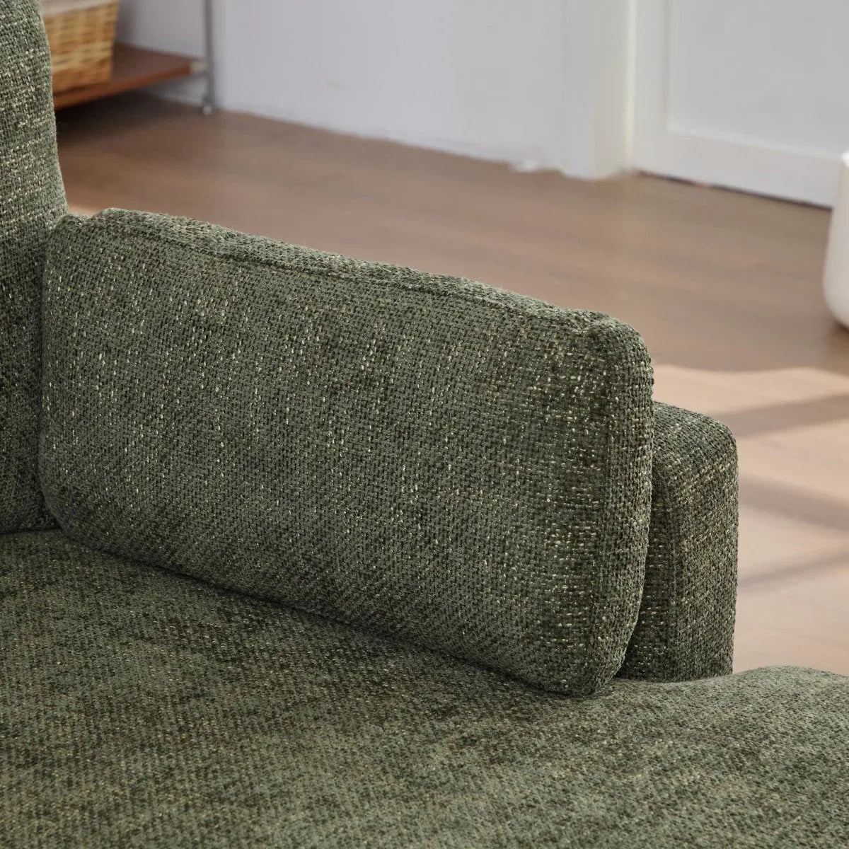 Modern Green Chenille Modular Sofa Bed With Metal Legs - Omega Lifestyles