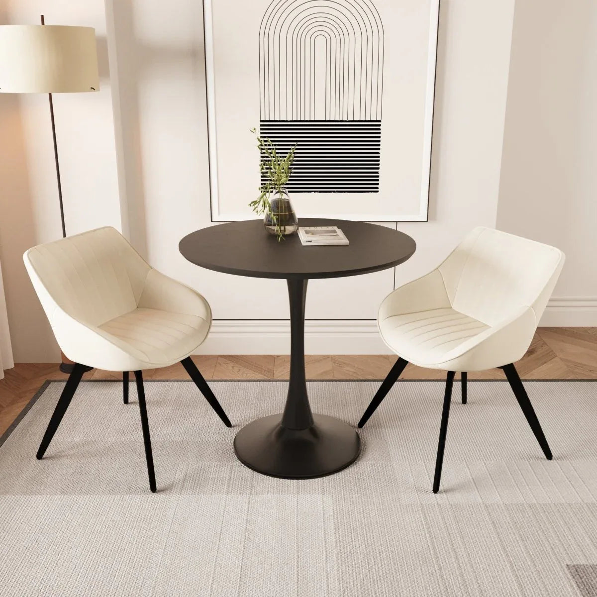 Modern Round Dining Table Set With 2 Cushioned Chairs - Omega Lifestyles