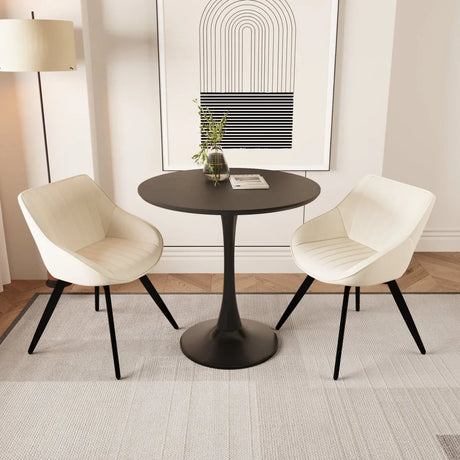 Modern Round Dining Table Set With 2 Cushioned Chairs - Omega Lifestyles