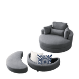 Modern Swivel Fabric Accent Chair With Storage Ottoman - Sleep Galleria