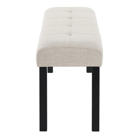 Modern Tufted Linen Upholstered Rubber Wood Bench - Omega Lifestyles