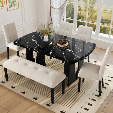 Modern Tufted Linen Upholstered Rubber Wood Bench - Omega Lifestyles