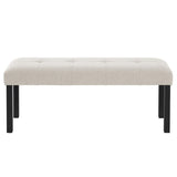Modern Tufted Linen Upholstered Rubber Wood Bench - Omega Lifestyles