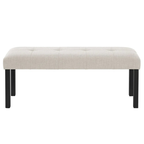 Modern Tufted Linen Upholstered Rubber Wood Bench - Omega Lifestyles