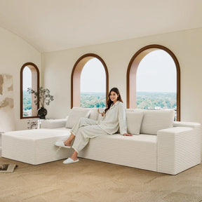 Modular 4-Seat Plush Corduroy Sectional Sofa - Omega Lifestyles