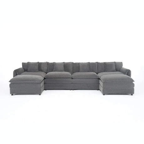 Modular Chenille Upholstered Deep Seat Sectional Sofa - Omega Lifestyles