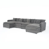 Modular Chenille Upholstered Deep Seat Sectional Sofa - Omega Lifestyles