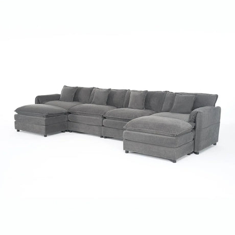 Modular Chenille Upholstered Deep Seat Sectional Sofa - Omega Lifestyles