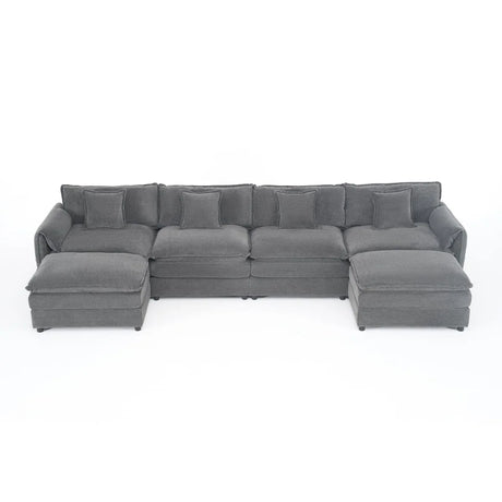 Modular Chenille Upholstered Deep Seat Sectional Sofa - Omega Lifestyles