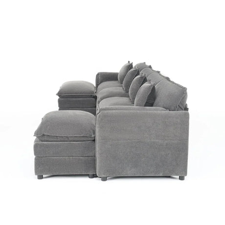 Modular Chenille Upholstered Deep Seat Sectional Sofa - Omega Lifestyles