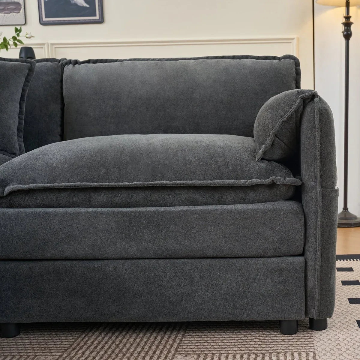 Modular Chenille Upholstered Deep Seat Sectional Sofa - Omega Lifestyles
