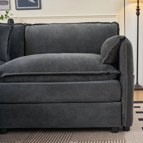 Modular Chenille Upholstered Deep Seat Sectional Sofa - Omega Lifestyles
