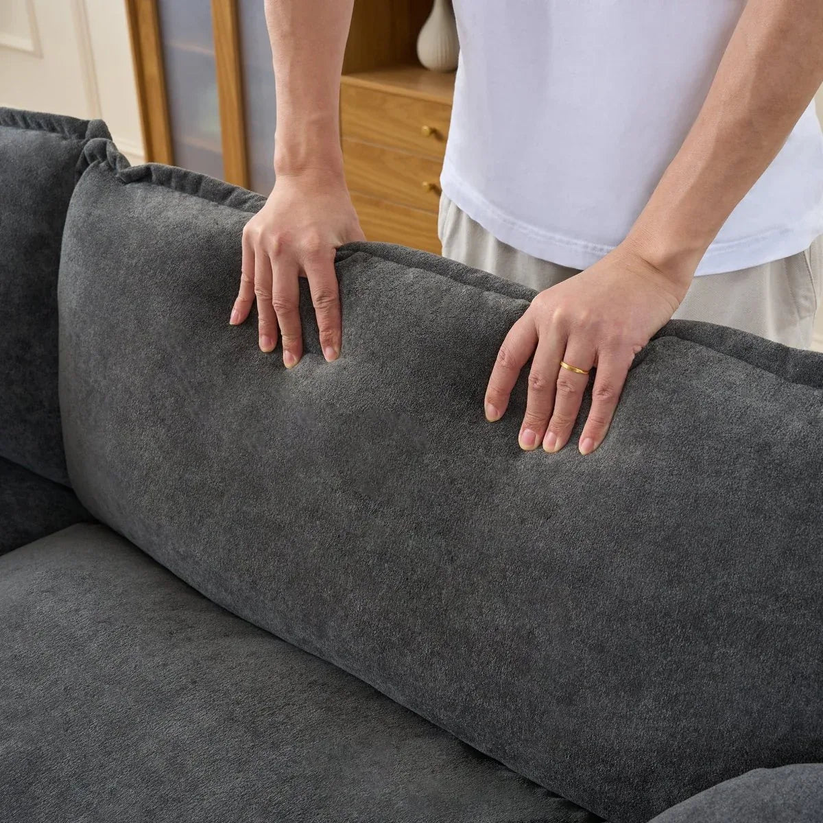 Modular Chenille Upholstered Deep Seat Sectional Sofa - Omega Lifestyles