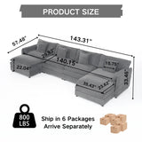 Modular Chenille Upholstered Deep Seat Sectional Sofa - Omega Lifestyles