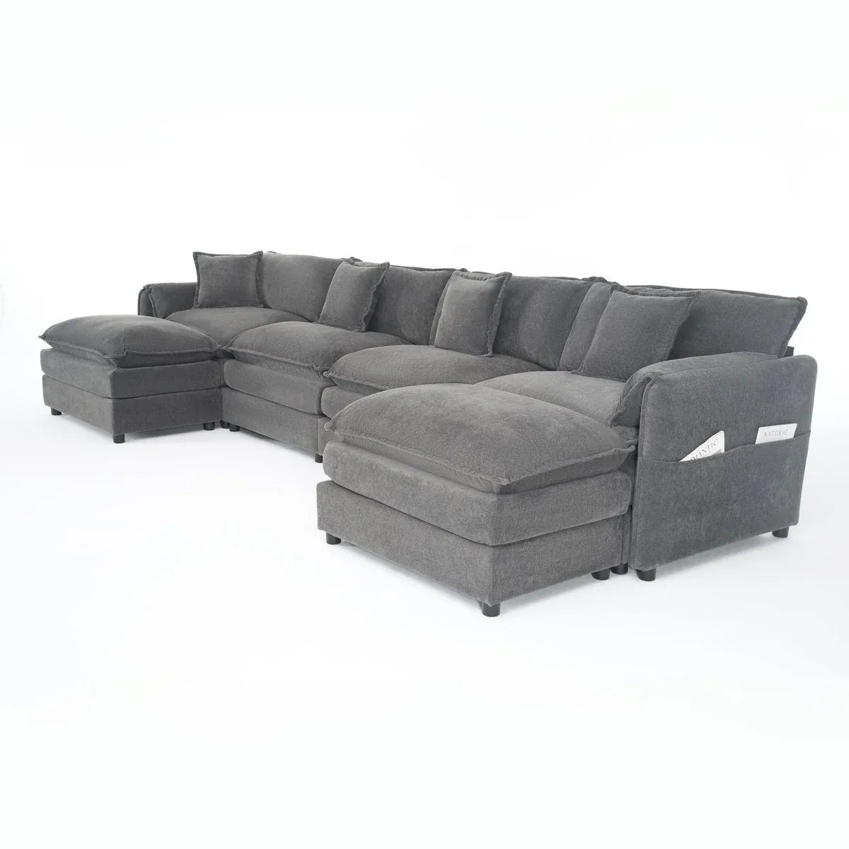 Modular Chenille Upholstered Deep Seat Sectional Sofa - Omega Lifestyles