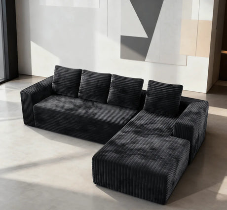 Modular Corduroy Memory Foam 3-Seat Soft Sectional Sofa - Omega Lifestyles