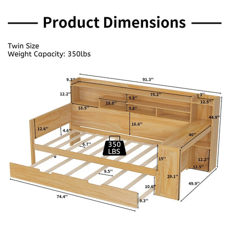 Multi-Functional Wooden Twin Bed With Trundle And Desk - Sleep Galleria