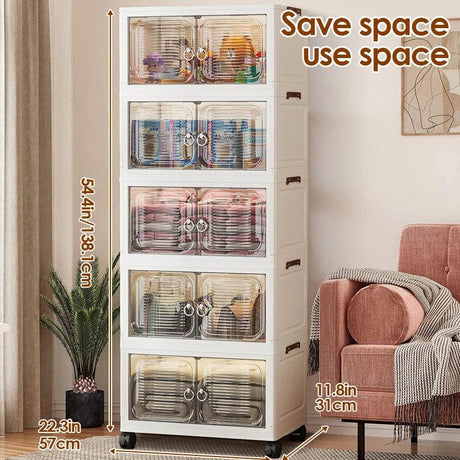 Multi-Layer Folding Closet Organizer with Wheels - Omega Lifestyles