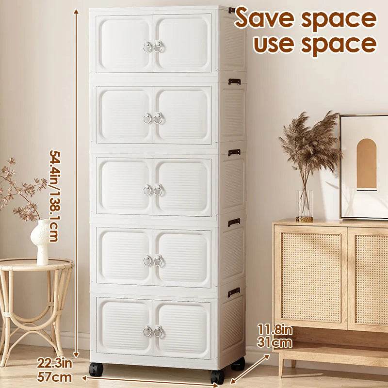 Multi-Layer Folding Closet Organizer with Wheels - Omega Lifestyles