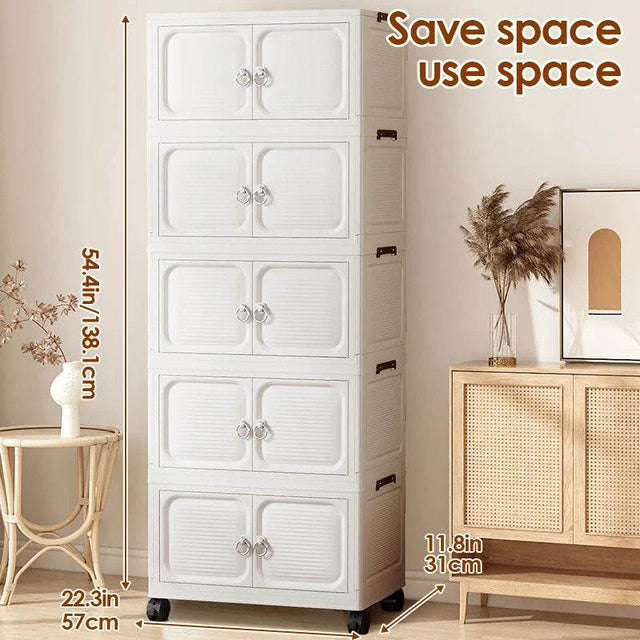 Multi-Layer Folding Closet Organizer with Wheels - Omega Lifestyles
