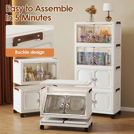 Multi-Layer Folding Closet Organizer with Wheels - Omega Lifestyles