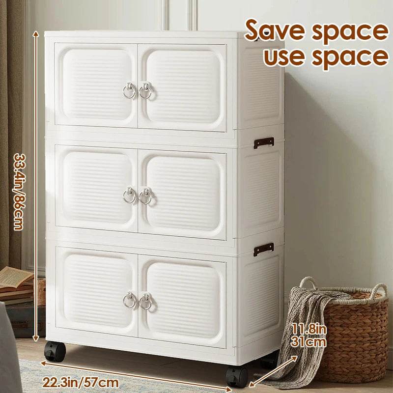 Multi-Layer Folding Closet Organizer with Wheels - Omega Lifestyles