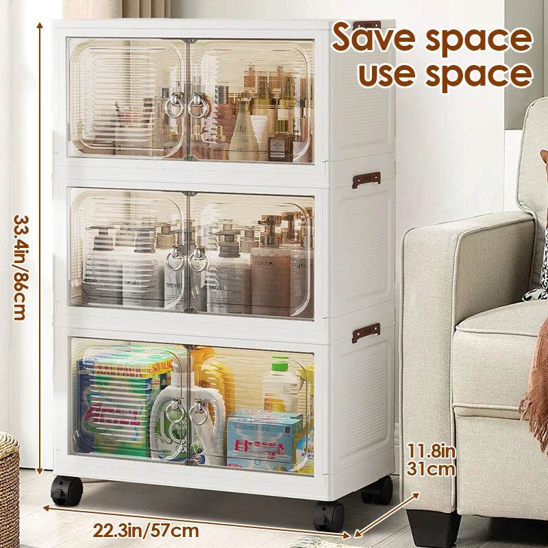 Multi-Layer Folding Closet Organizer with Wheels - Omega Lifestyles