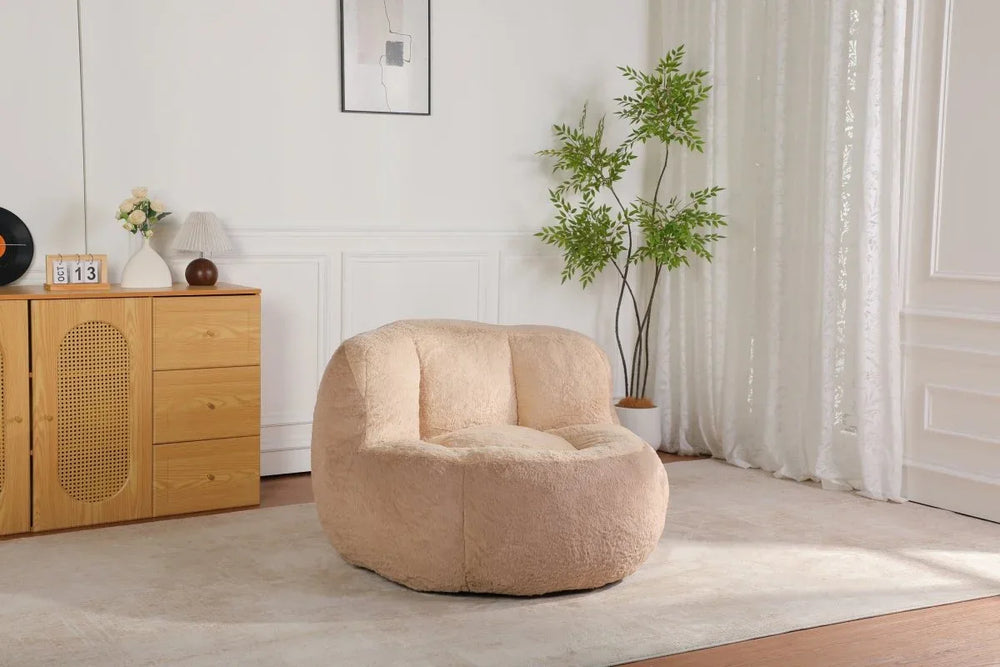 Multicolor Faux Fur Oversized Shredded Foam Bean Bag Chair - Omega Lifestyles