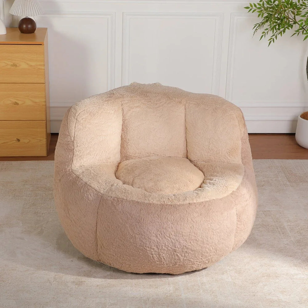 Multicolor Faux Fur Oversized Shredded Foam Bean Bag Chair - Omega Lifestyles