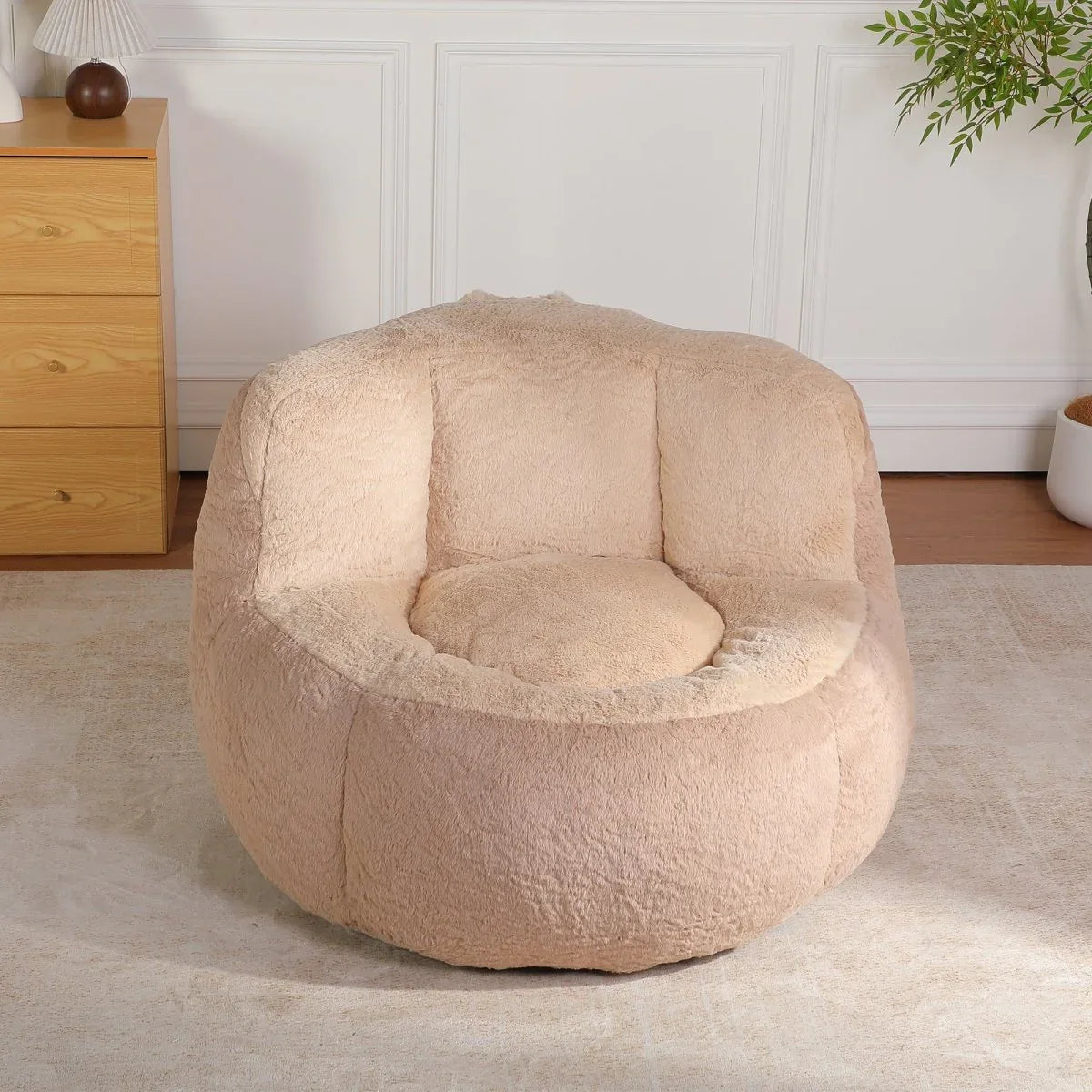 Multicolor Faux Fur Oversized Shredded Foam Bean Bag Chair - Omega Lifestyles