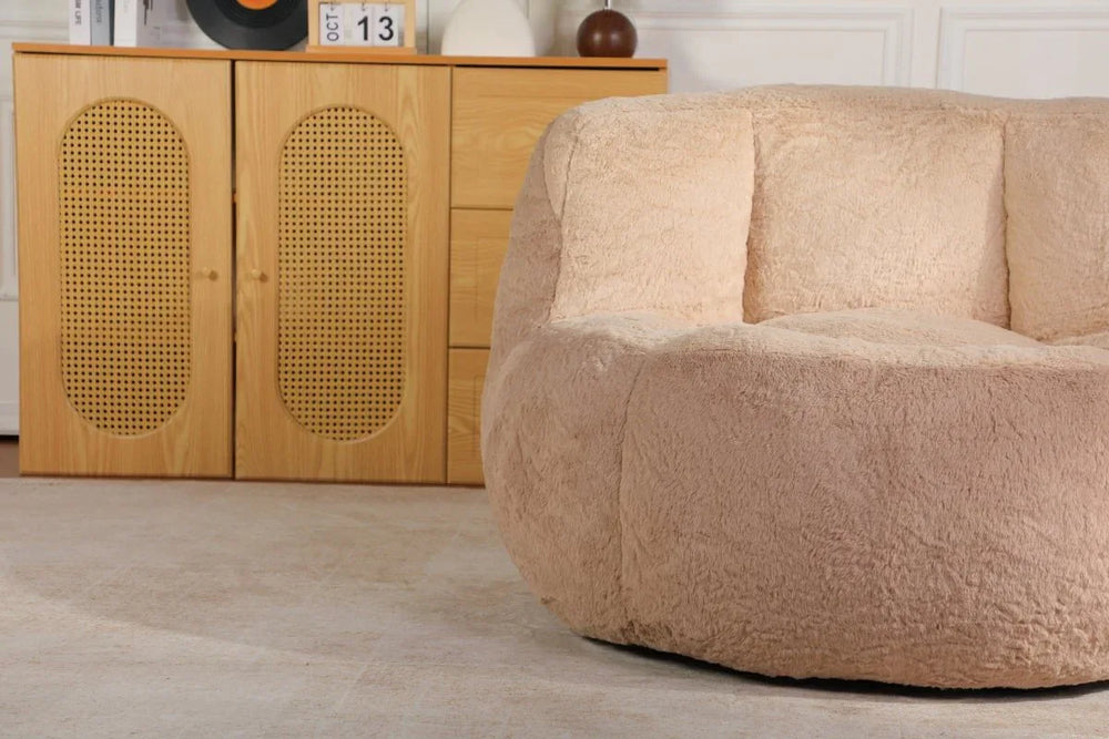 Multicolor Faux Fur Oversized Shredded Foam Bean Bag Chair - Omega Lifestyles