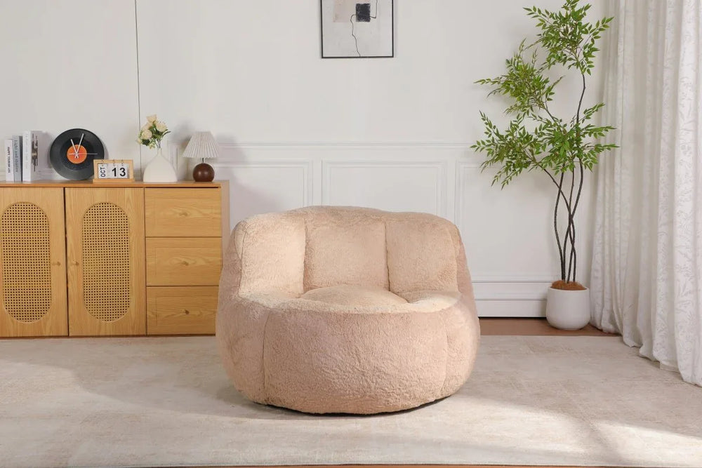 Multicolor Faux Fur Oversized Shredded Foam Bean Bag Chair - Omega Lifestyles