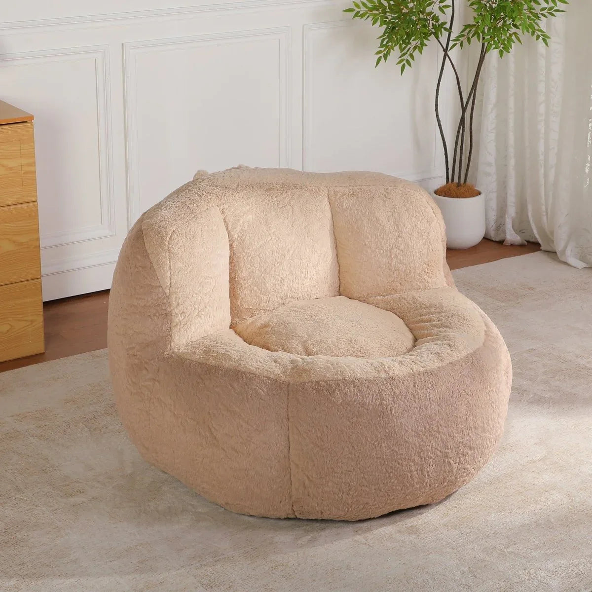 Multicolor Faux Fur Oversized Shredded Foam Bean Bag Chair - Omega Lifestyles