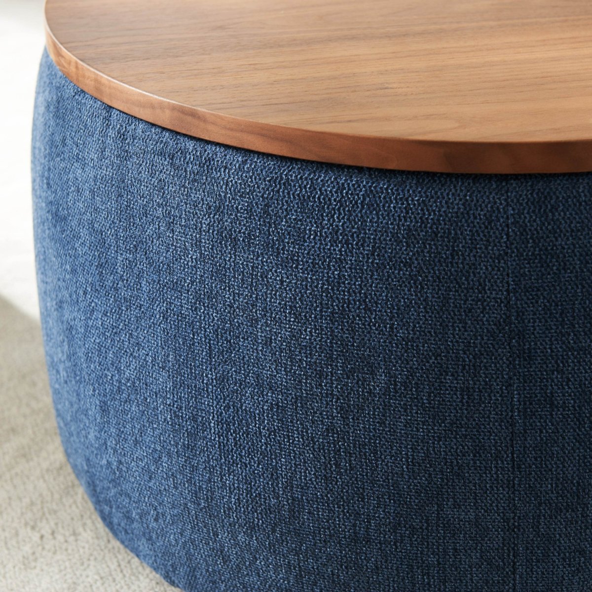 Multipurpose Navy Fabric Storage Ottoman With Removable Top - Sleep Galleria