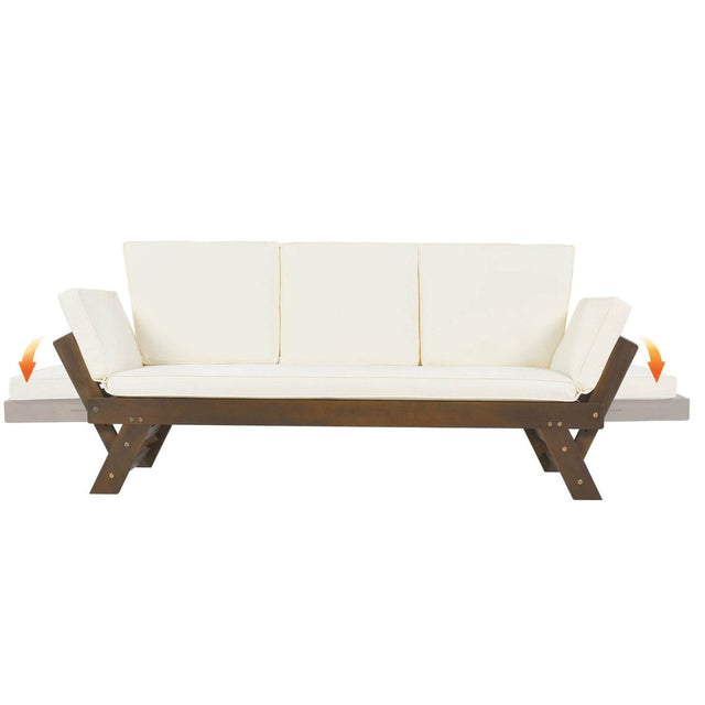 Outdoor Adjustable Acacia Wood Patio Daybed With Cushions - Omega Lifestyles