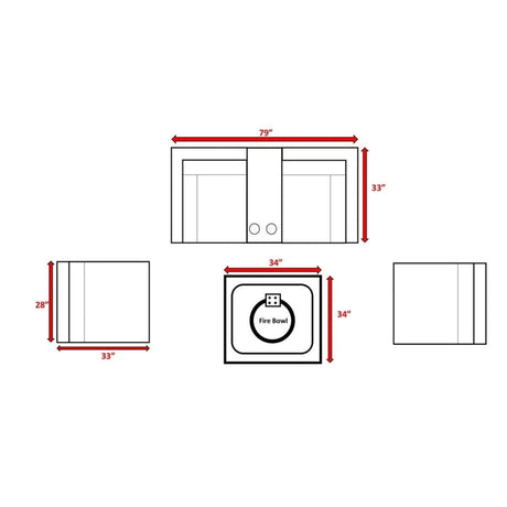 Outdoor Wicker Patio Sectional Seating Set With Fire Pit - Veluna - Omega Lifestyles