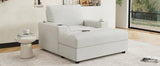 Plush Oversized Corduroy Chaise Lounge With Ottoman - Omega Lifestyles
