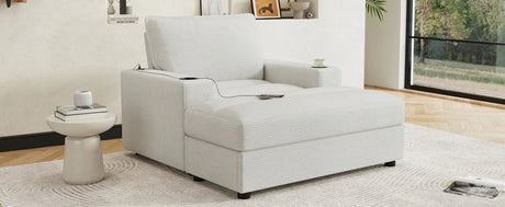 Plush Oversized Corduroy Chaise Lounge With Ottoman - Omega Lifestyles