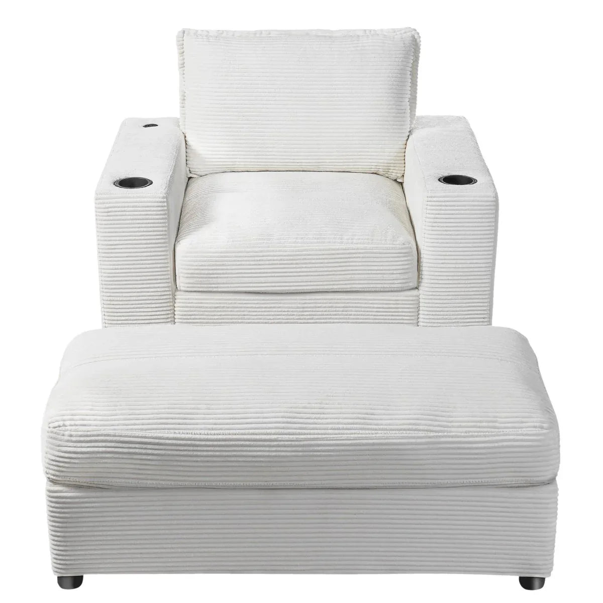 Plush Oversized Corduroy Chaise Lounge With Ottoman - Omega Lifestyles