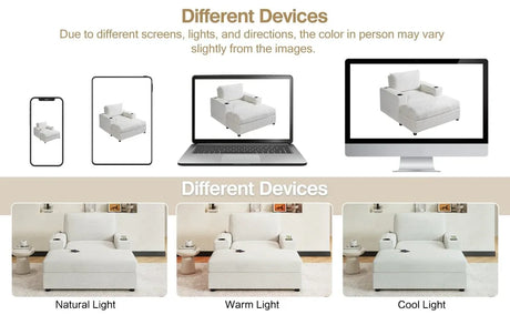 Plush Oversized Corduroy Chaise Lounge With Ottoman - Omega Lifestyles