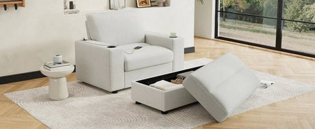 Plush Oversized Corduroy Chaise Lounge With Ottoman - Omega Lifestyles