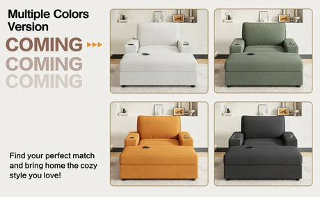 Plush Oversized Corduroy Chaise Lounge With Ottoman - Omega Lifestyles