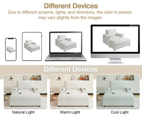 Plush Oversized Corduroy Chaise Lounge With Ottoman - Omega Lifestyles