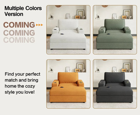 Plush Oversized Corduroy Chaise Lounge With Ottoman - Omega Lifestyles