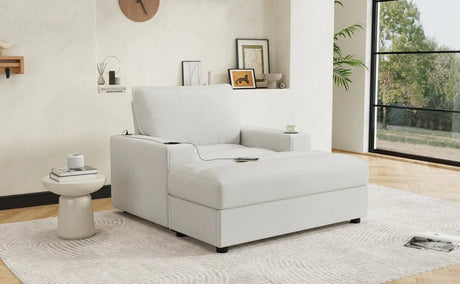 Plush Oversized Corduroy Chaise Lounge With Ottoman - Omega Lifestyles