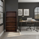 Rosewood Finish 60-Inch High Wooden Bookshelf - Omega Lifestyles