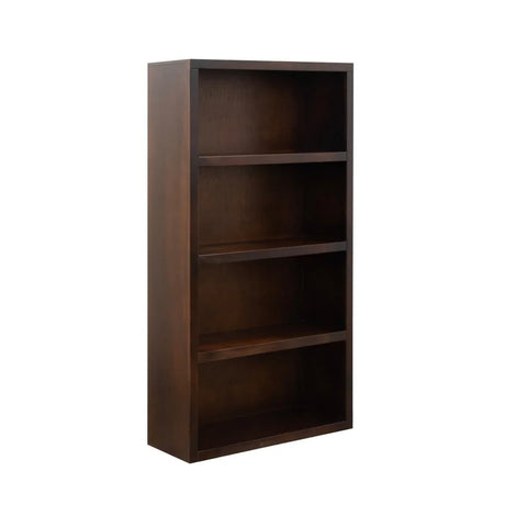 Rosewood Finish 60-Inch High Wooden Bookshelf - Omega Lifestyles
