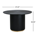Round Espresso Pedestal Dining Table Seats Four - Omega Lifestyles