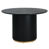 Round Espresso Pedestal Dining Table Seats Four - Omega Lifestyles